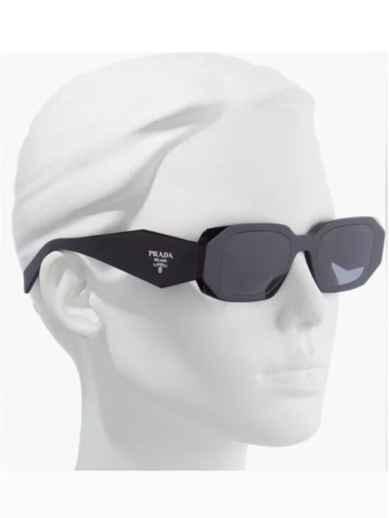 Prada PR 17WS 1AB5SO Runway Symbole Rectangular Sunglasses, Black/Dark Grey NWT main image 6